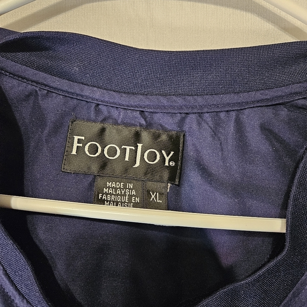 Footjoy FJ Pullover Windreaker Mens XL Solid Navy Blue V Neck Jacket Golf - Picture 3 of 7